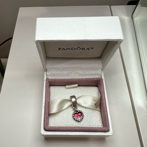 RED GLASS HEART PANDORA CHARM
